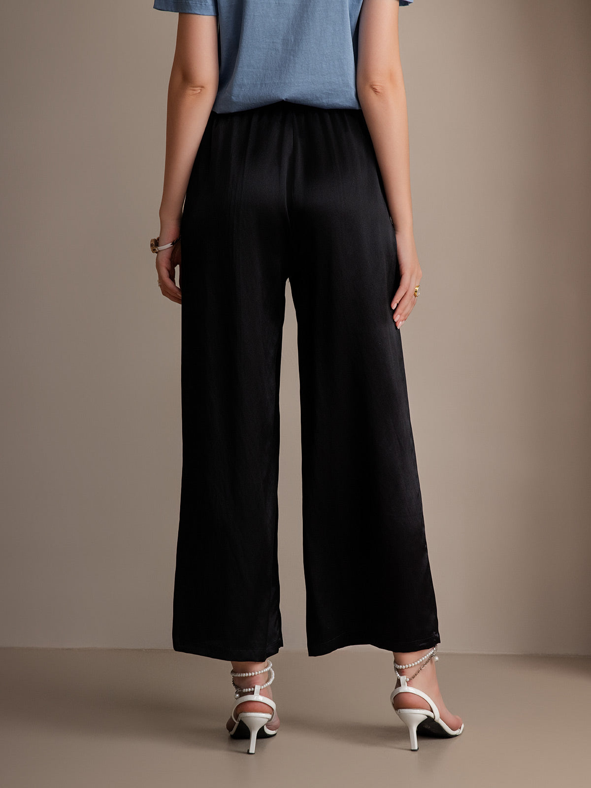 [Black] SilkSilky  Pure Silk Womens Pants 002