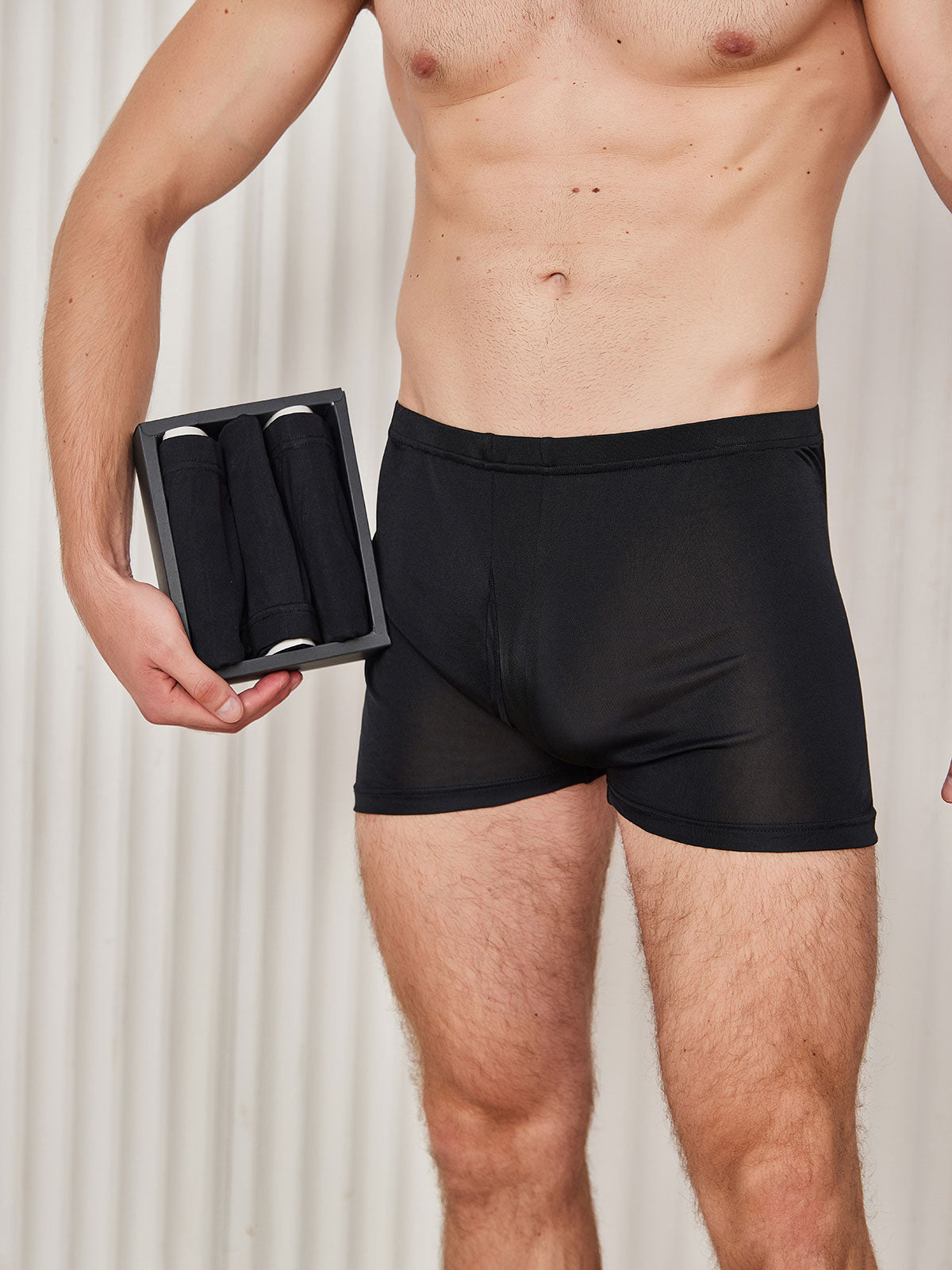 [Black] SilkSilky Silk Knitted Mens Underwear 001