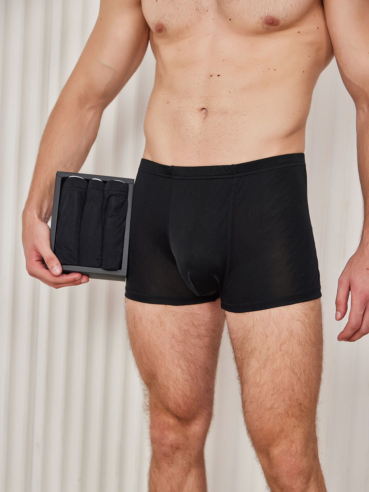 [Black] SilkSilky Silk Knitted Mens Underwear 001