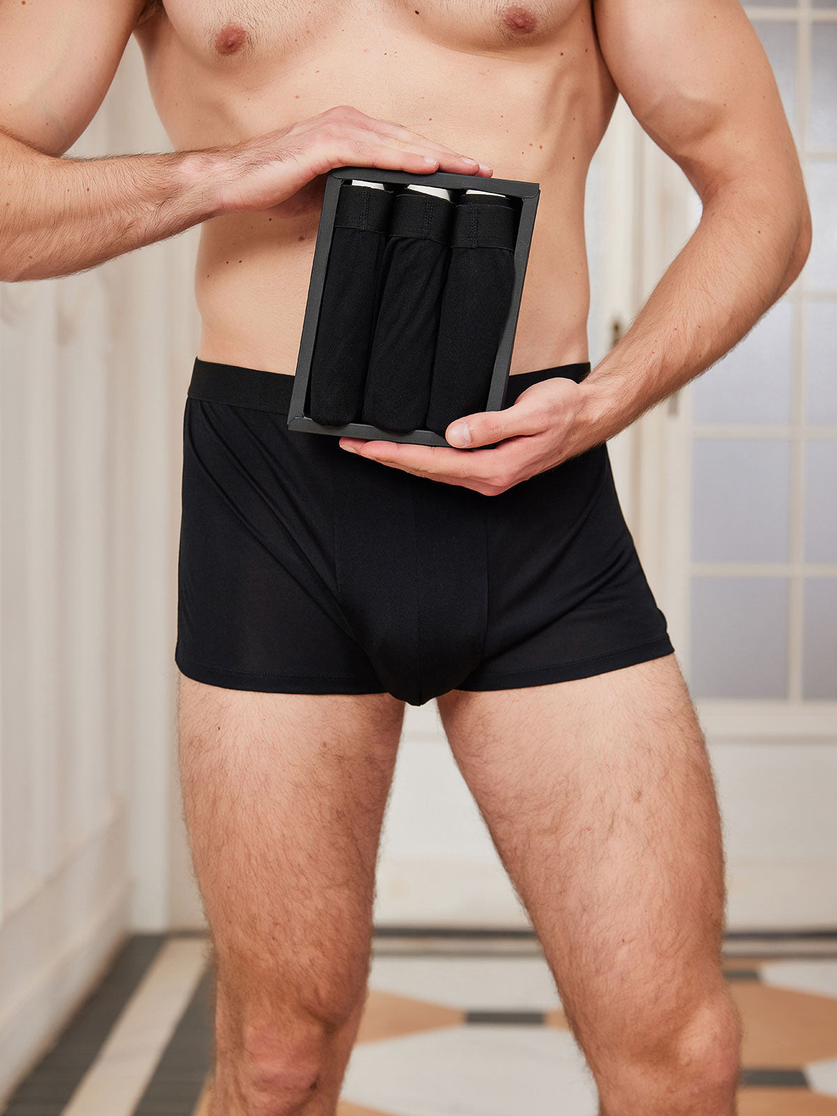 [Black] SilkSilky Silk Knitted Mens Underwear 003