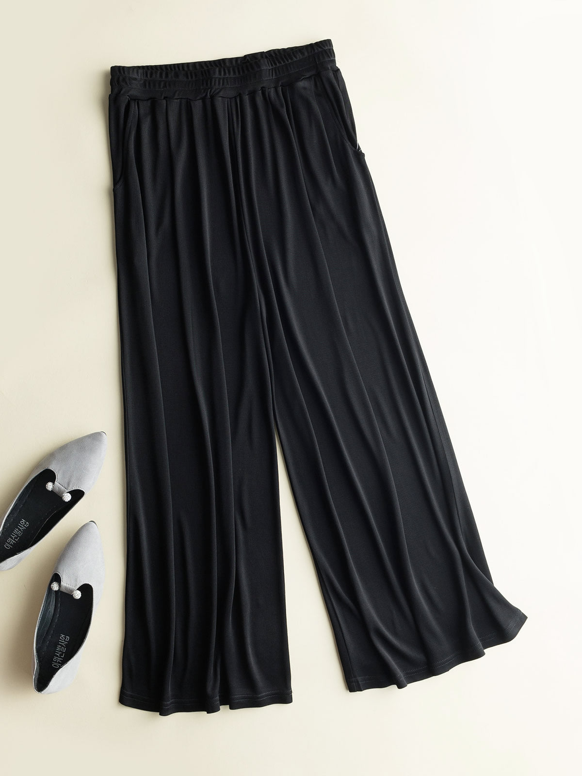 [Black] SilkSilky Silk Knitted Womens Pants 005