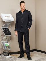 [Black] SilkSilky  Long Sleeve Collar Men's Shirt 005