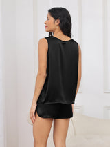 [Black] SilkSilky  Sleeveless Round Neck Women's Pajamas 002