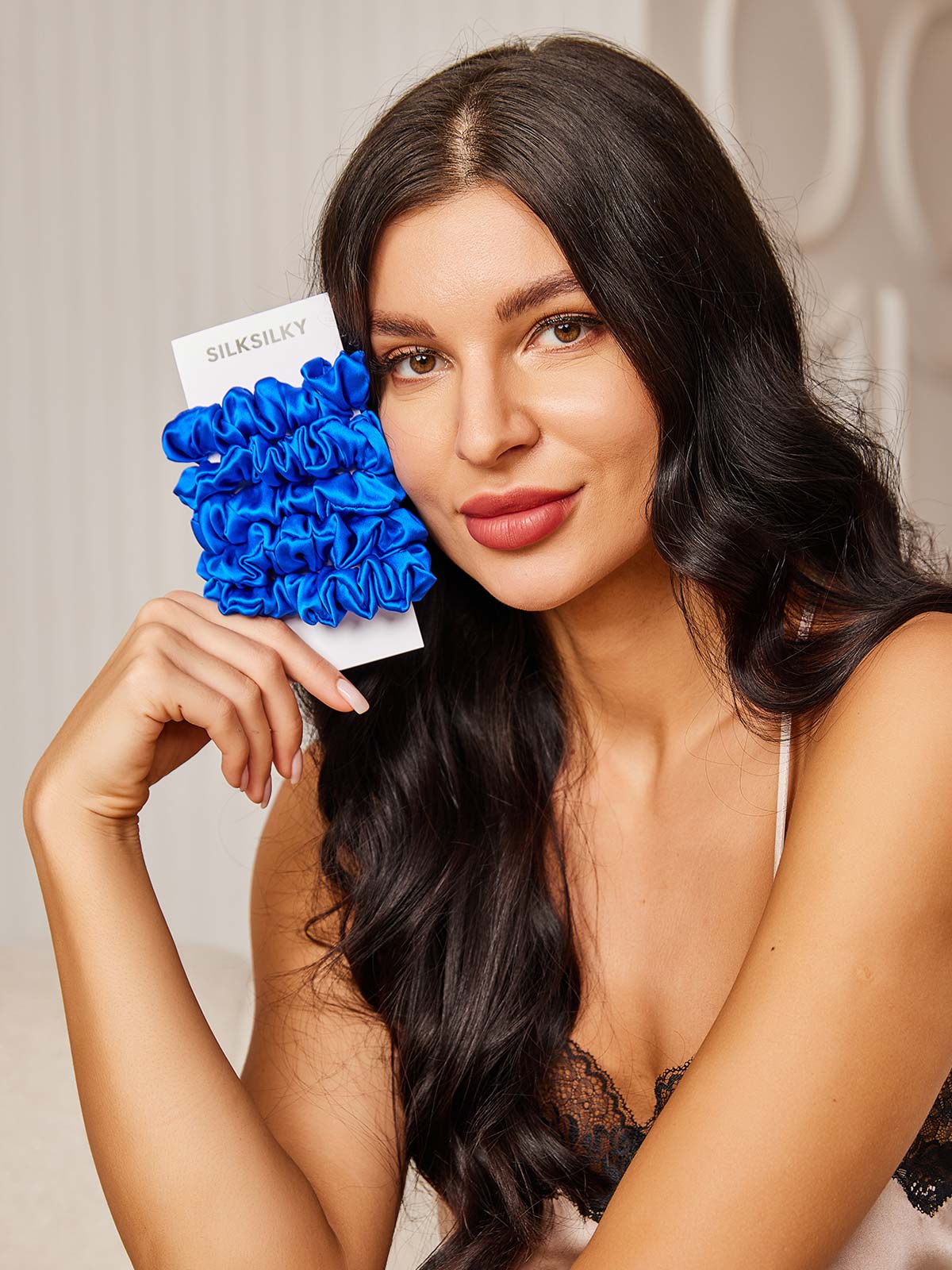 [Blue] SilkSilky 19Momme Pure Silk Scrunchie 001