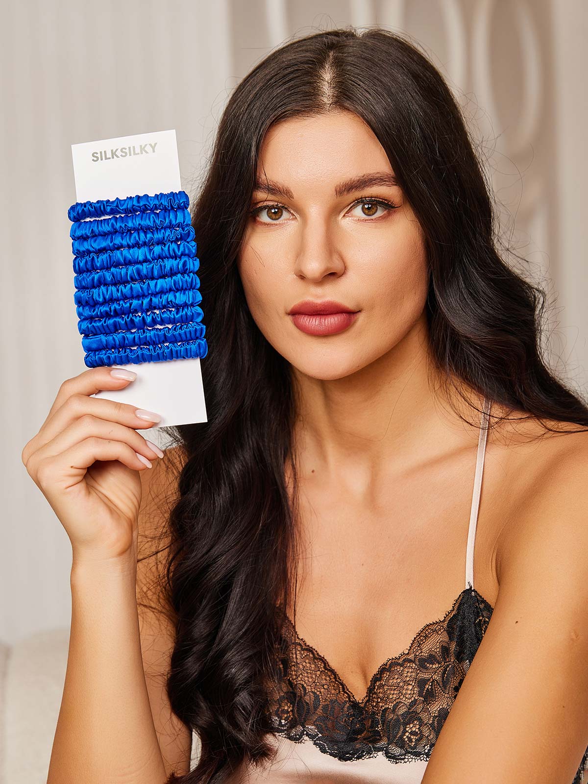 [Blue] SilkSilky 19Momme Pure Silk Scrunchie 002