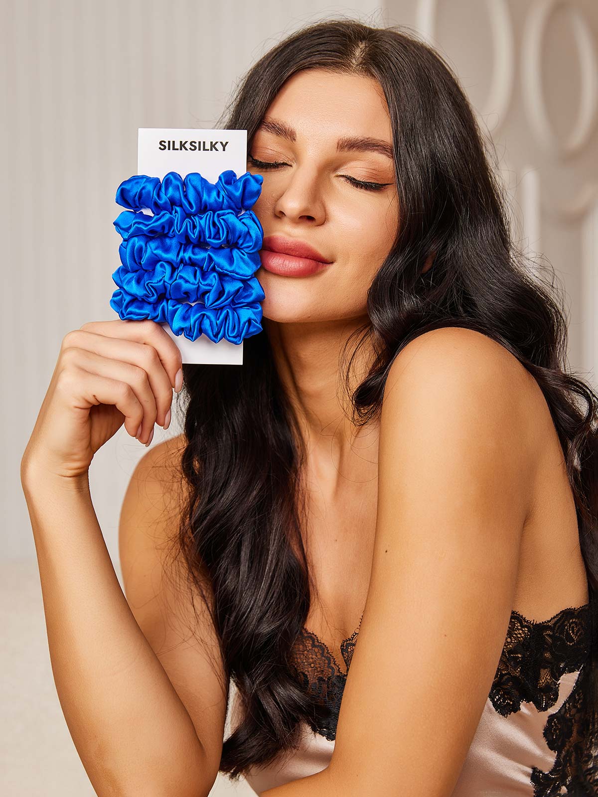 [Blue] SilkSilky 19Momme Pure Silk Scrunchie 002