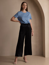 [Blue] SilkSilky  Short Sleeve Round Neck Women's T-Shirt 003