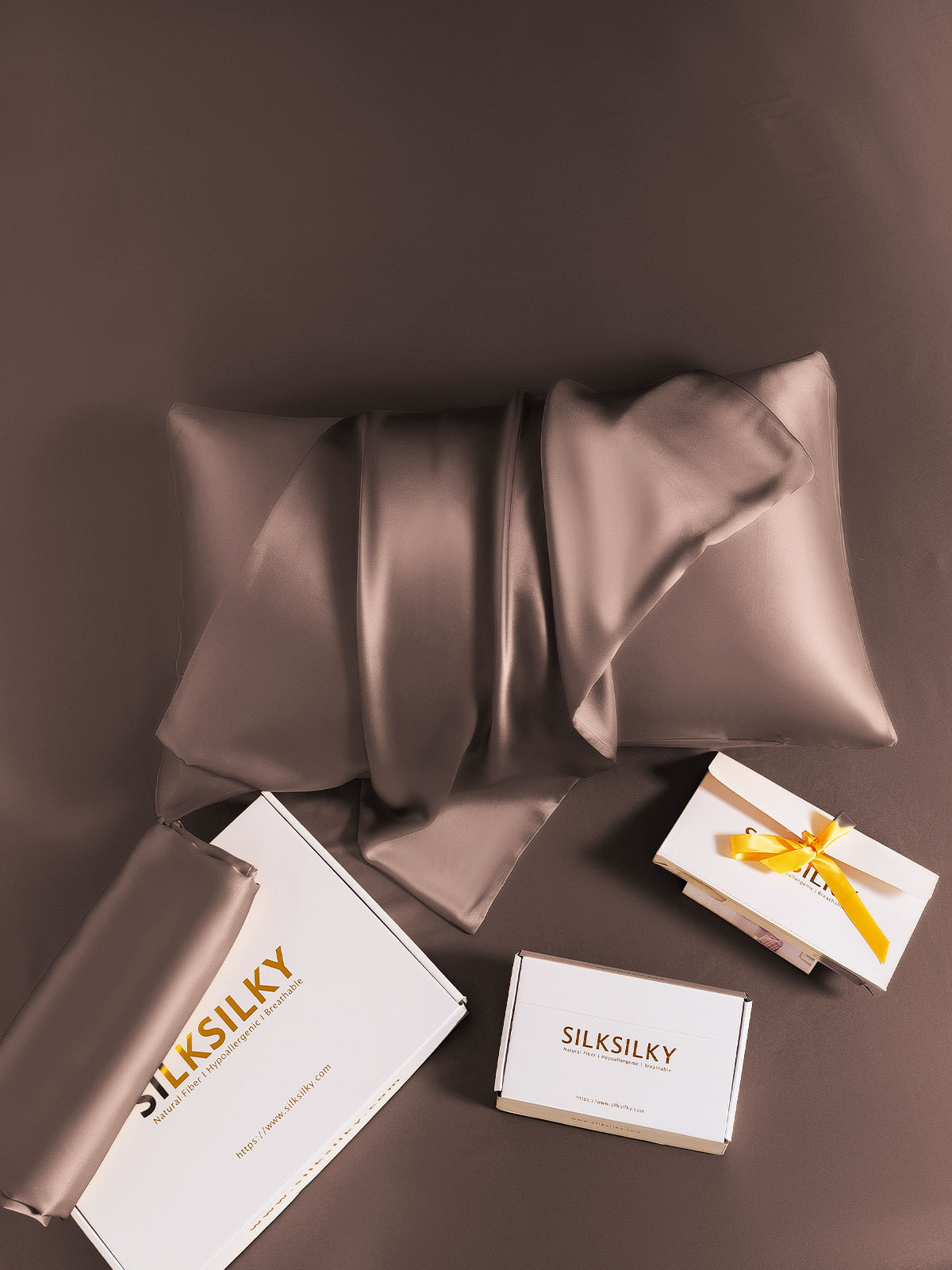 [Brown] SilkSilky 19Momme Pure Silk Pillowcase 007