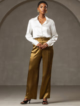 [Brown] SilkSilky 19Momme Silk Womens Pants 003
