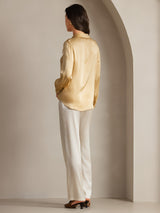 [Champagne] SilkSilky  19Momme Long Sleeve Collar Women's Shirt 002