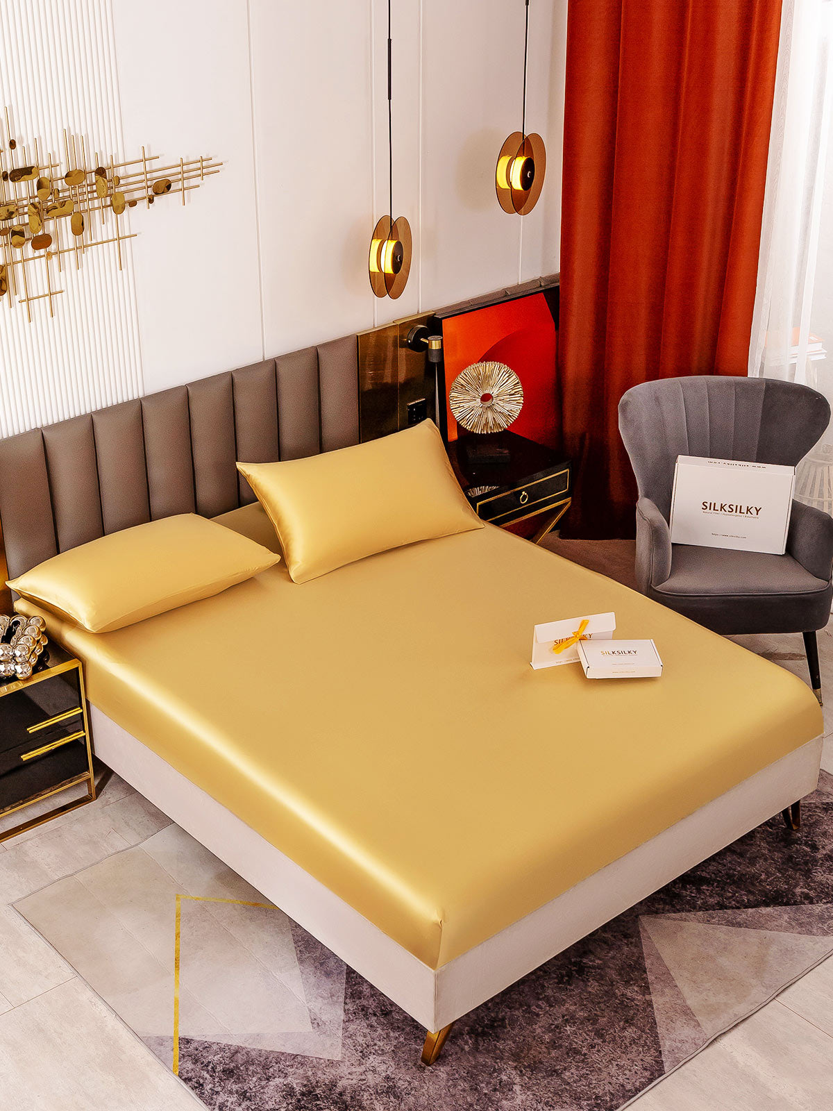 [Champagne] SilkSilky 19Momme Pure Silk Bedding Set 001