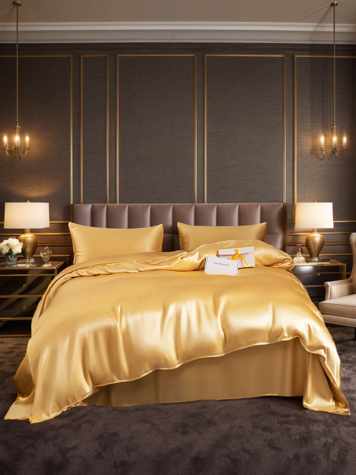 [Champagne] SilkSilky 19Momme Pure Silk Bedding Set 001