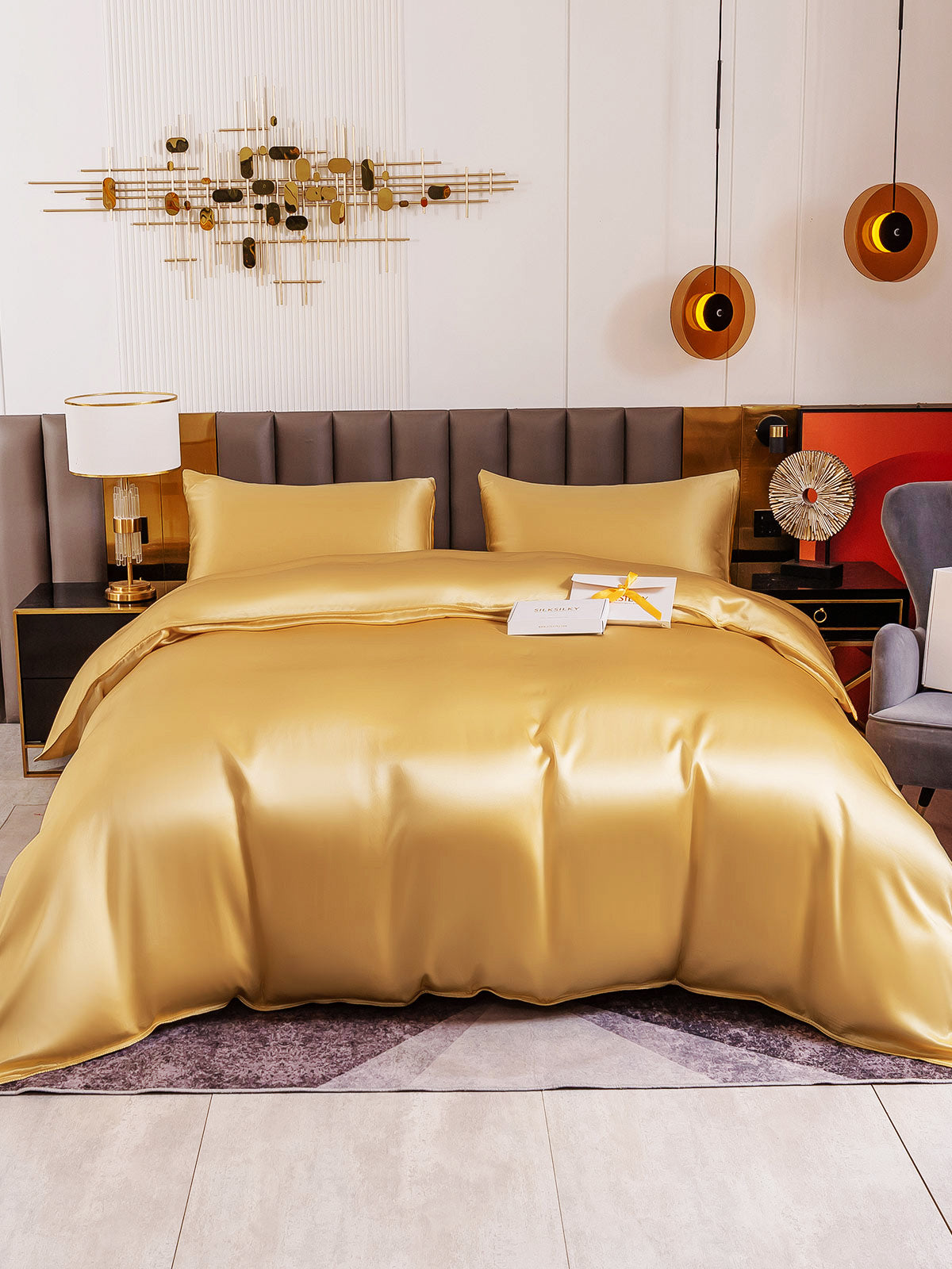 [Champagne] SilkSilky 19Momme Pure Silk Bedding Set 005