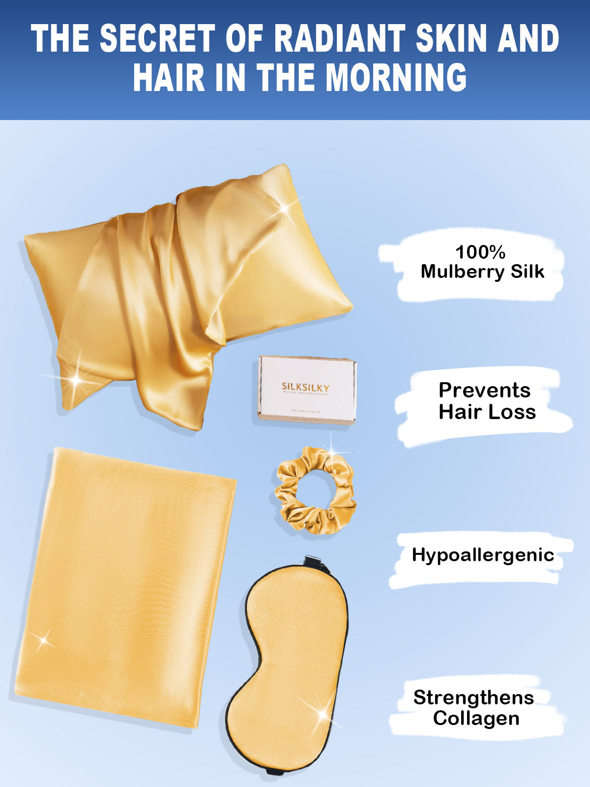 [Champagne] SilkSilky 19Momme Pure Silk Pillowcase Set 002