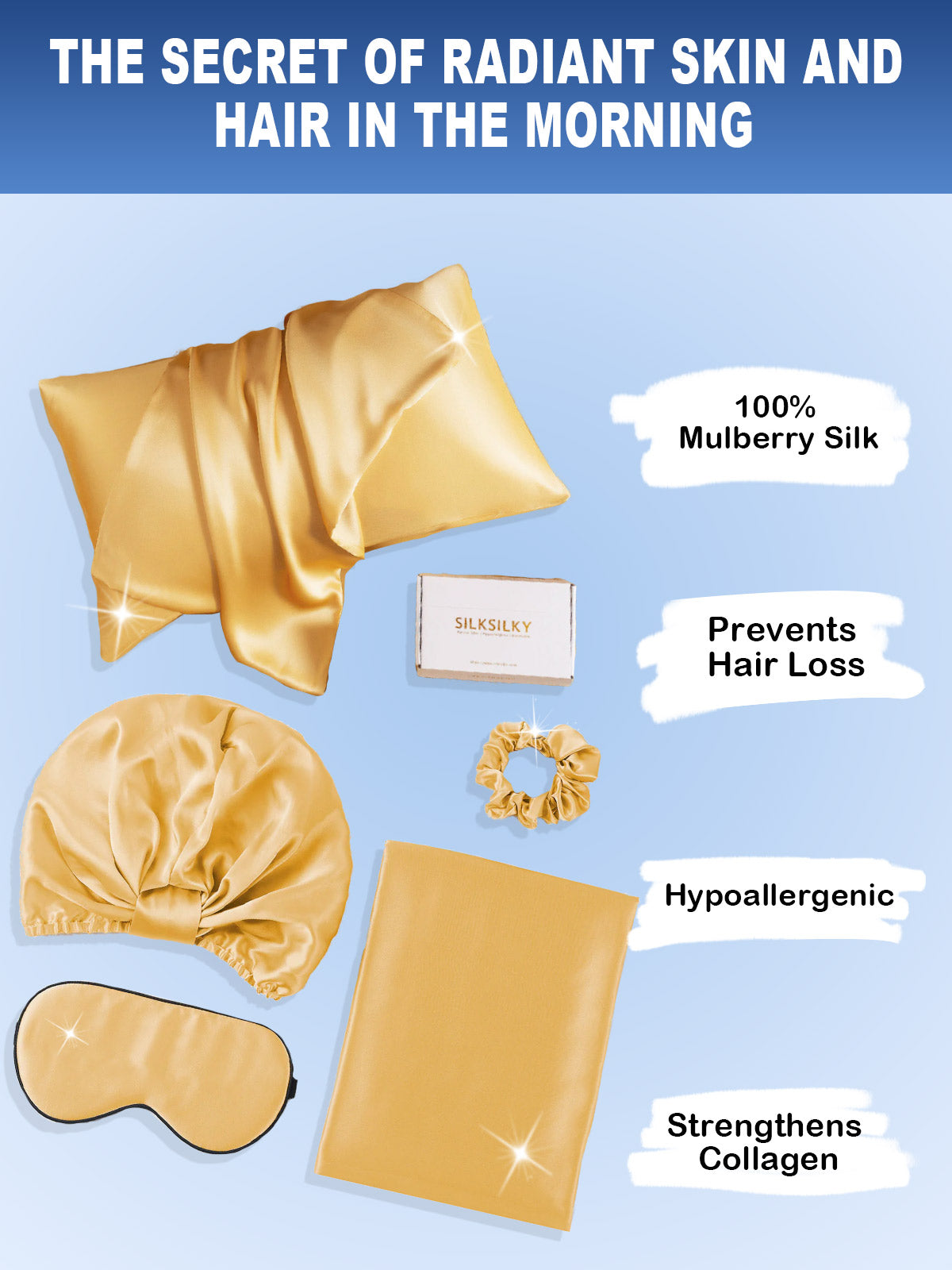 [Champagne] SilkSilky 19Momme Pure Silk Pillowcase Set 002