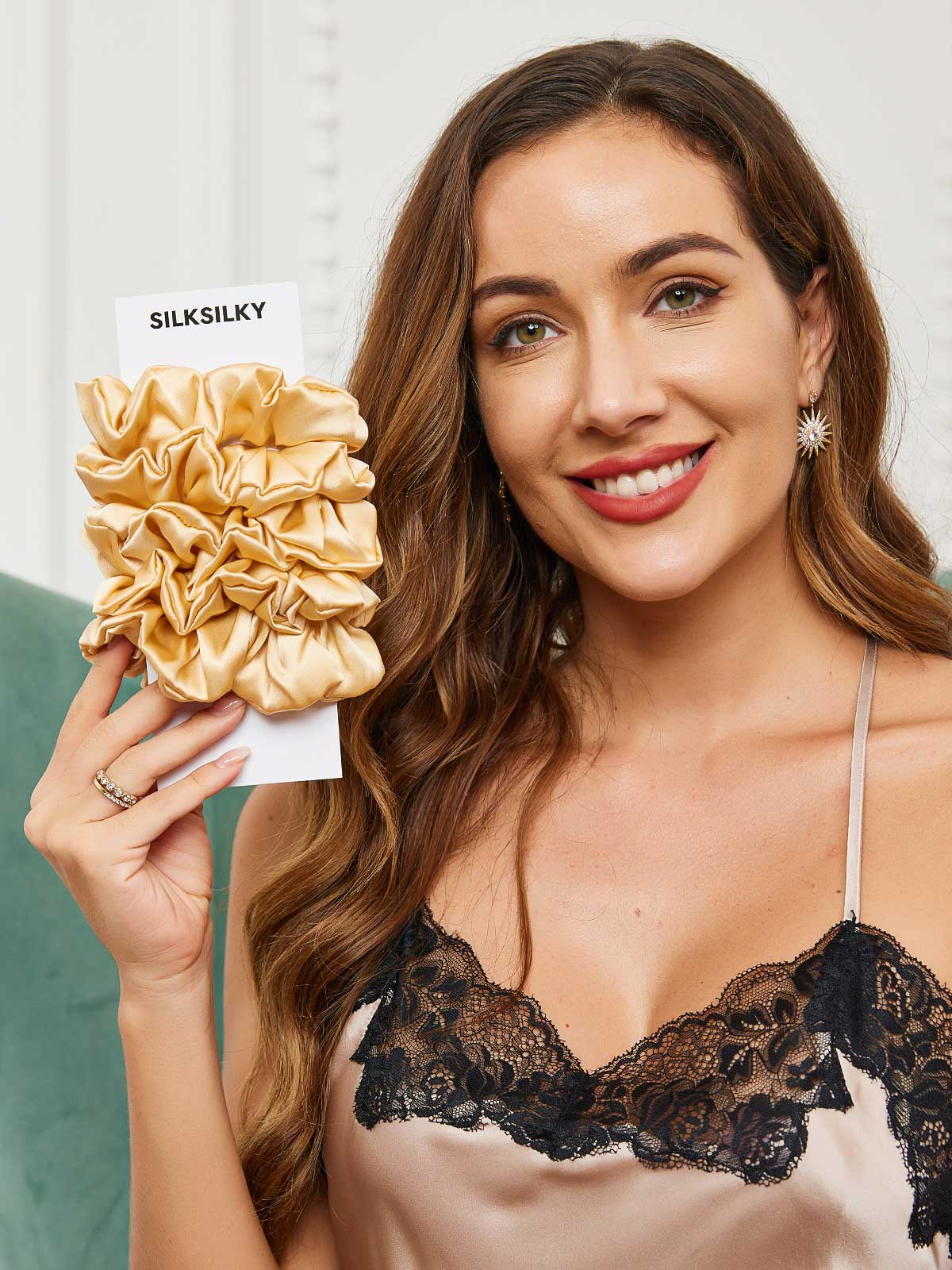 [Champagne] SilkSilky 19Momme Pure Silk Scrunchie 001