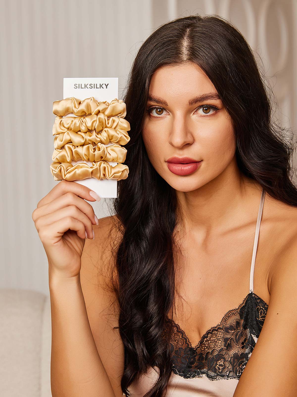 [Champagne] SilkSilky 19Momme Pure Silk Scrunchie 001