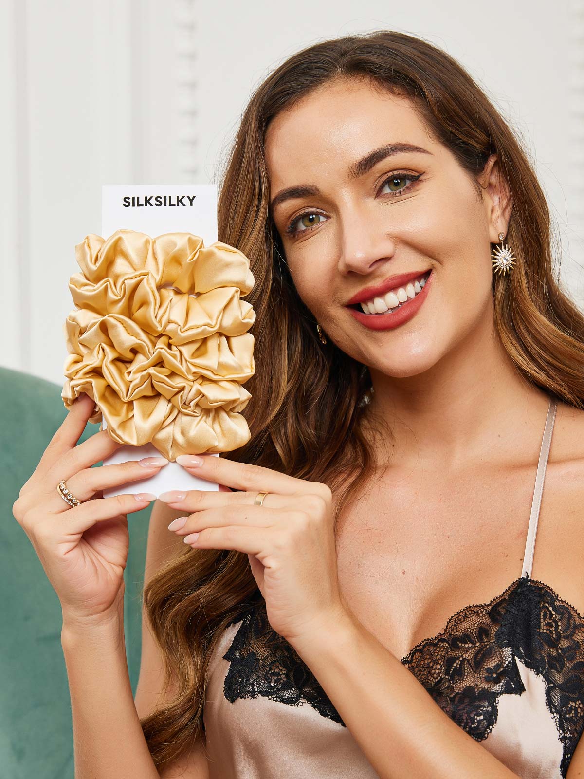 [Champagne] SilkSilky 19Momme Pure Silk Scrunchie 002