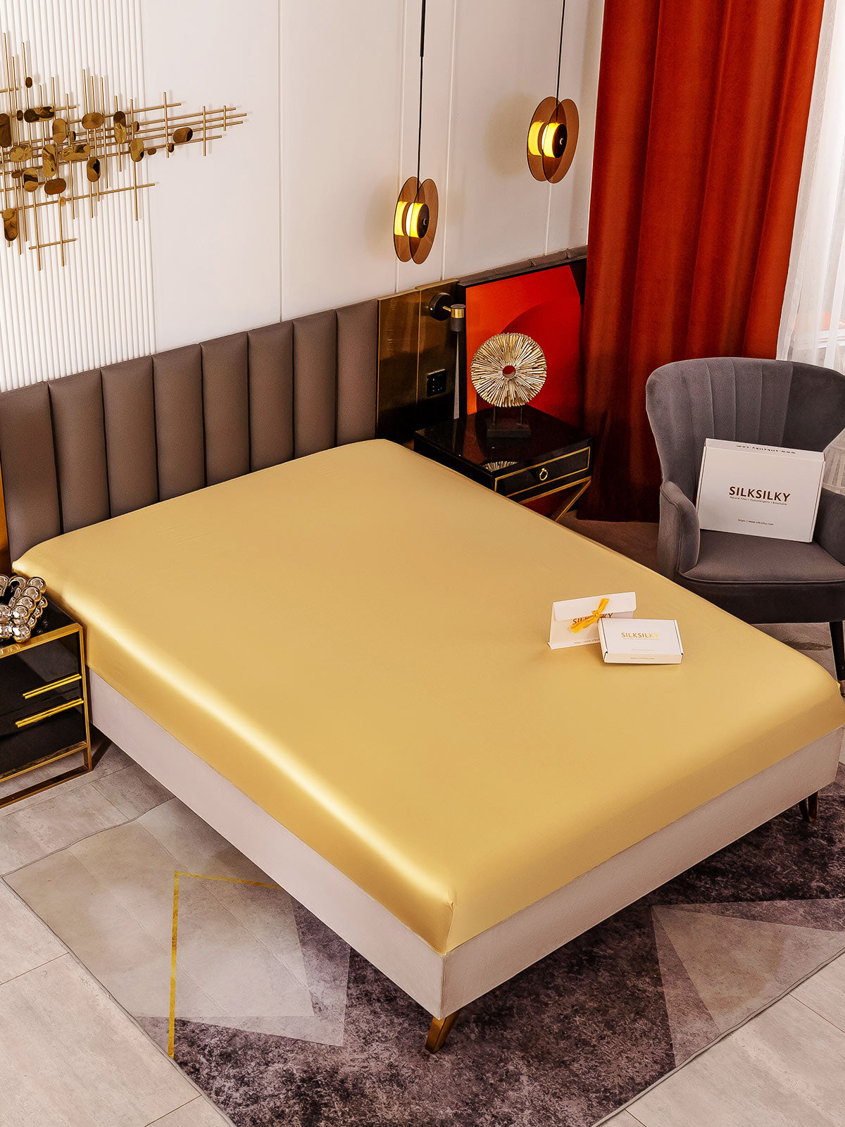 [Champagne] SilkSilky 19Momme Pure Silk Sheet 001