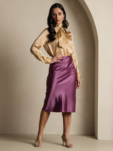 [Champagne] SilkSilky  Long Sleeve Tie Neck Blouse 008