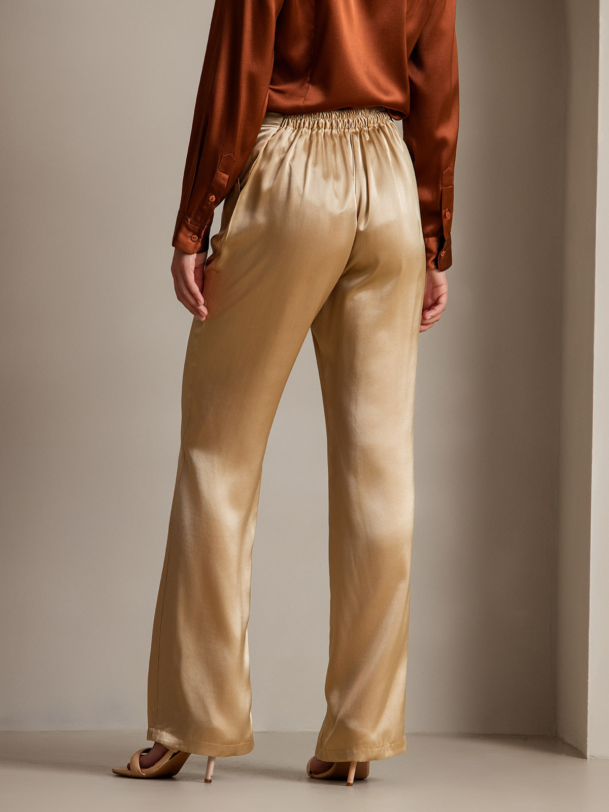 [Champagne] SilkSilky 19Momme Silk Womens Pants 002