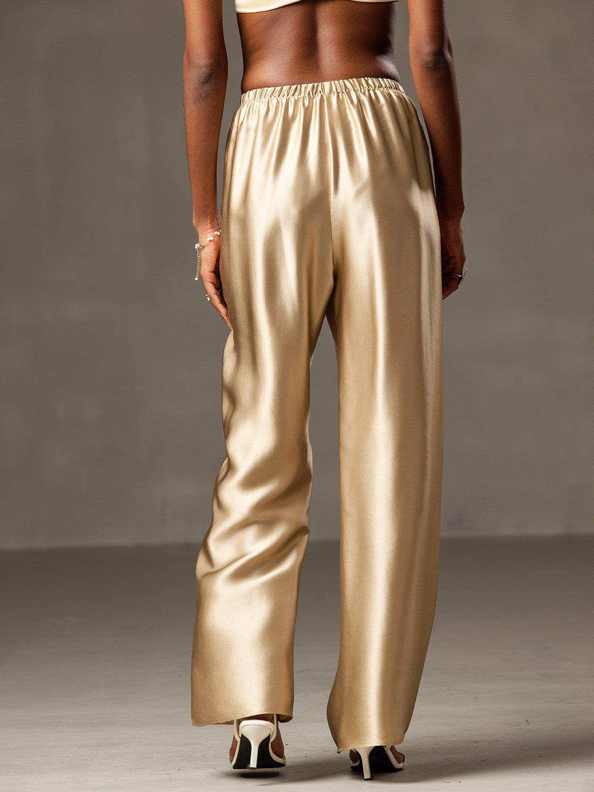 [Champagne] SilkSilky 19Momme Silk Womens Pants 002