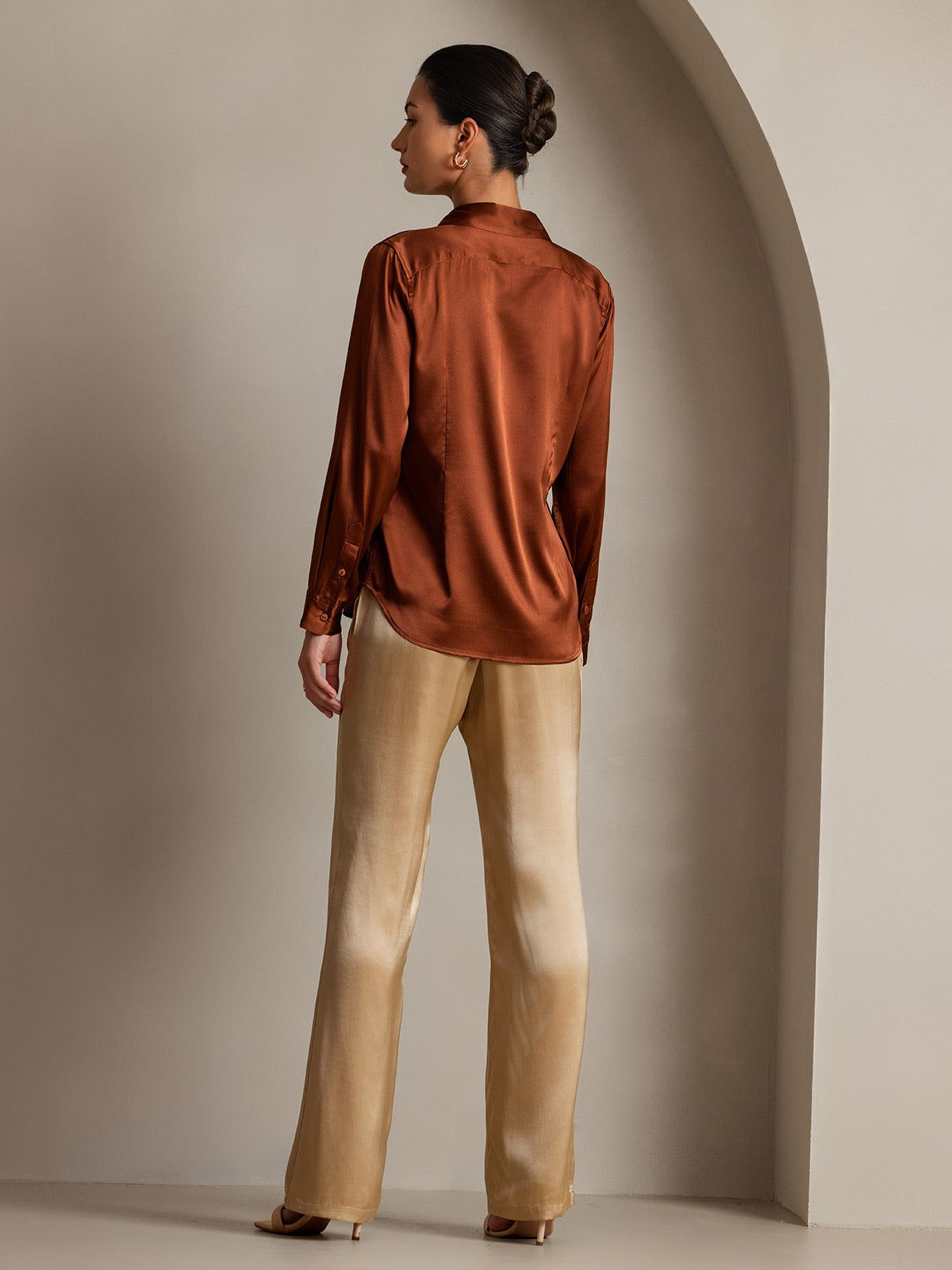 [Champagne] SilkSilky 19Momme Silk Womens Pants 004