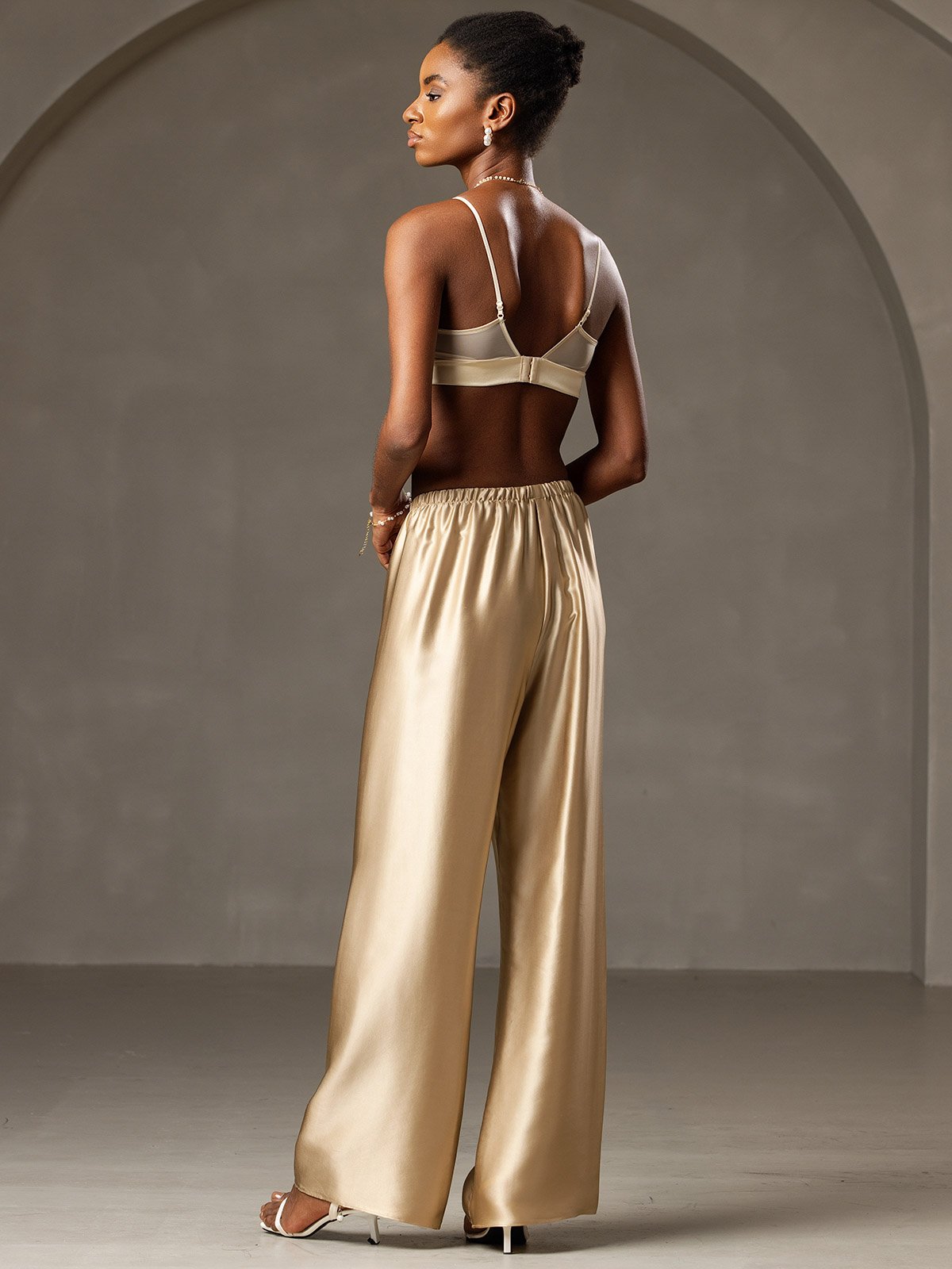 [Champagne] SilkSilky 19Momme Silk Womens Pants 004