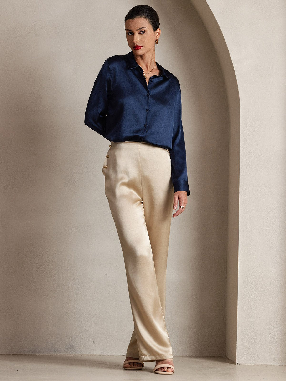 [Champagne] SilkSilky 19Momme Silk Womens Pants 006