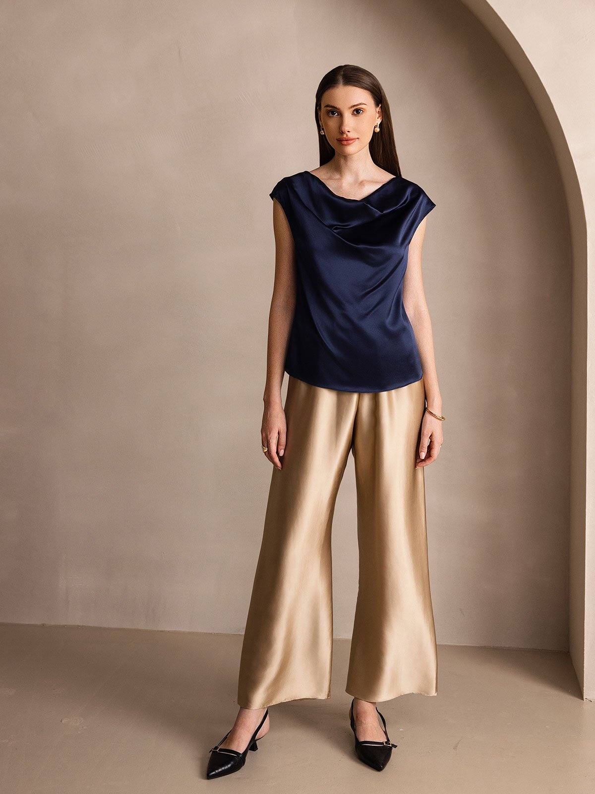 [Champagne] SilkSilky 19Momme Silk Womens Pants 008