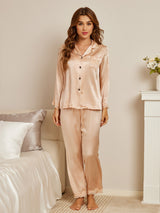 [Champagne] SilkSilky  Long Sleeve Women's Pajamas 004
