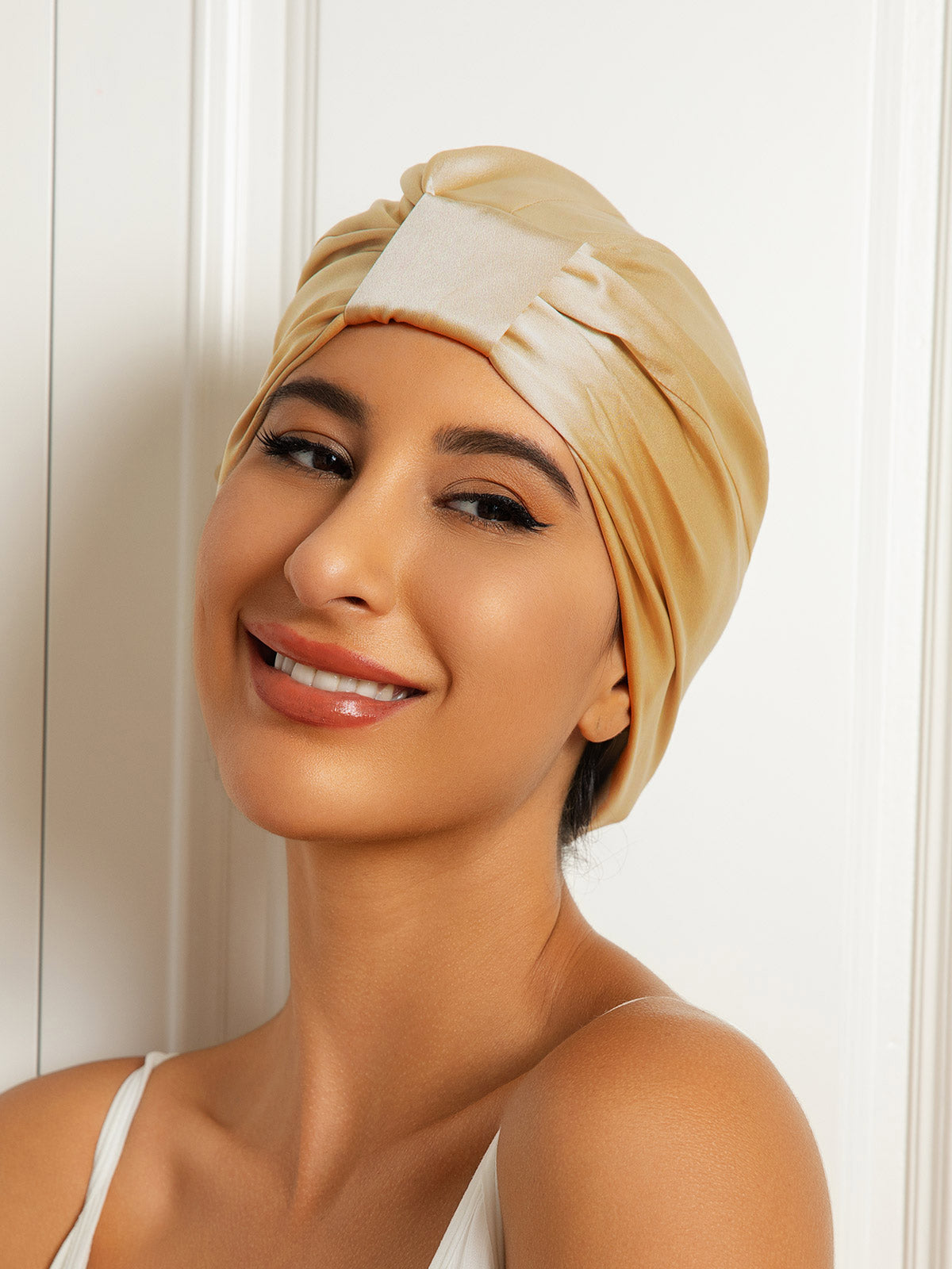 [Champagne] SilkSilky Pure Silk Sleep Cap 001
