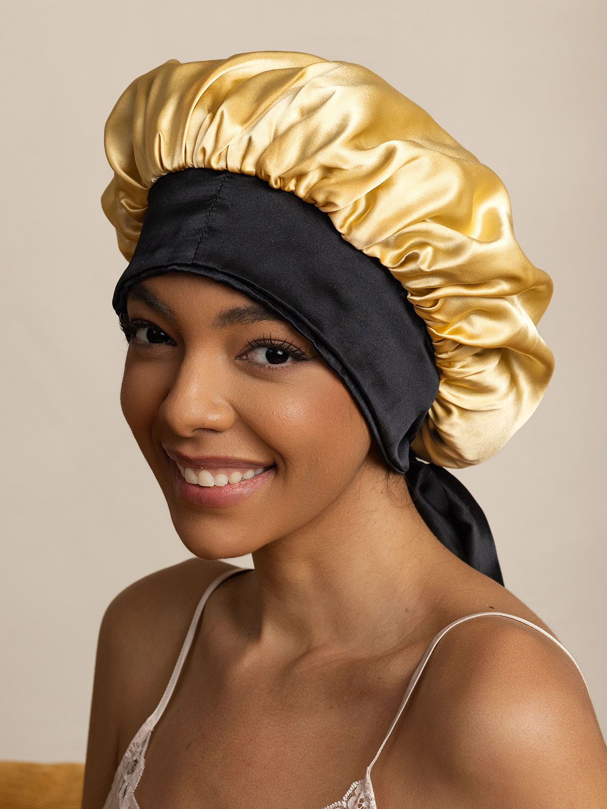 [Champagne] SilkSilky Pure Silk Sleep Cap 001