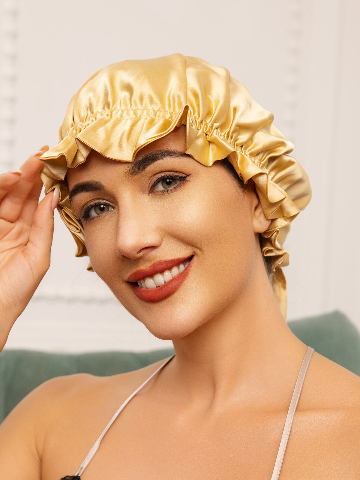 [Champagne] SilkSilky Pure Silk Sleep Cap 002