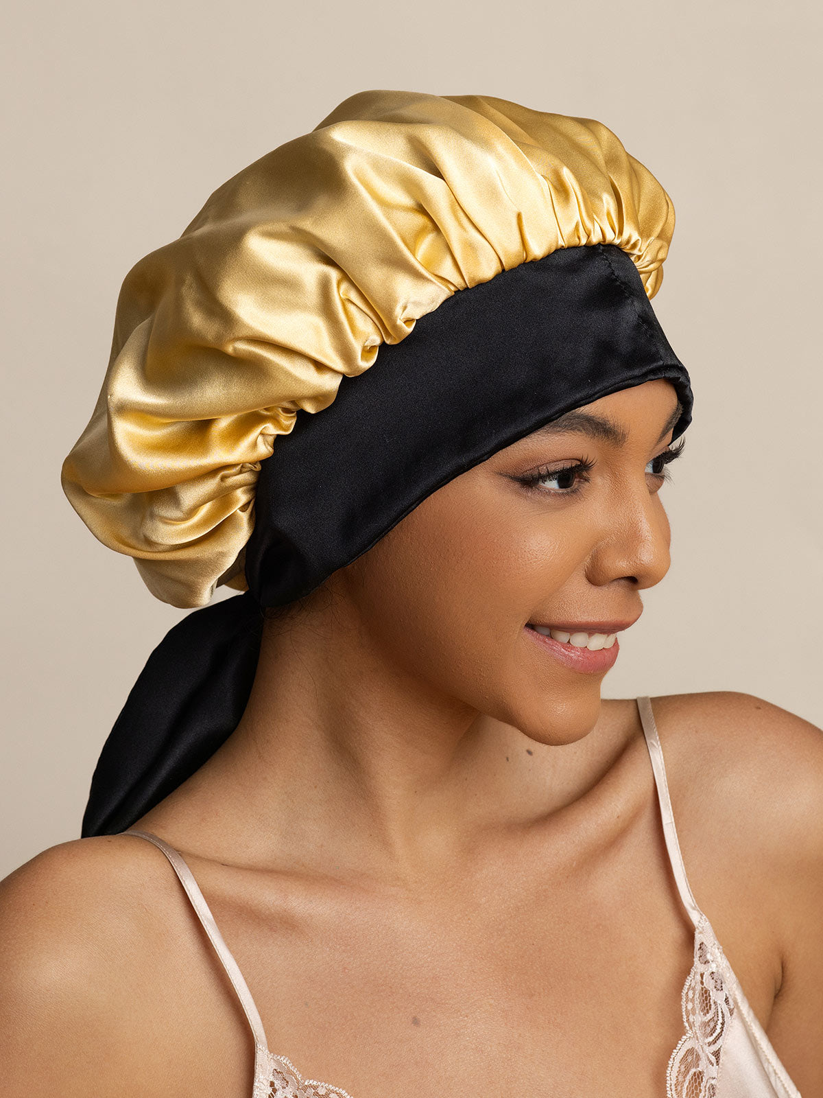 [Champagne] SilkSilky Pure Silk Sleep Cap 002