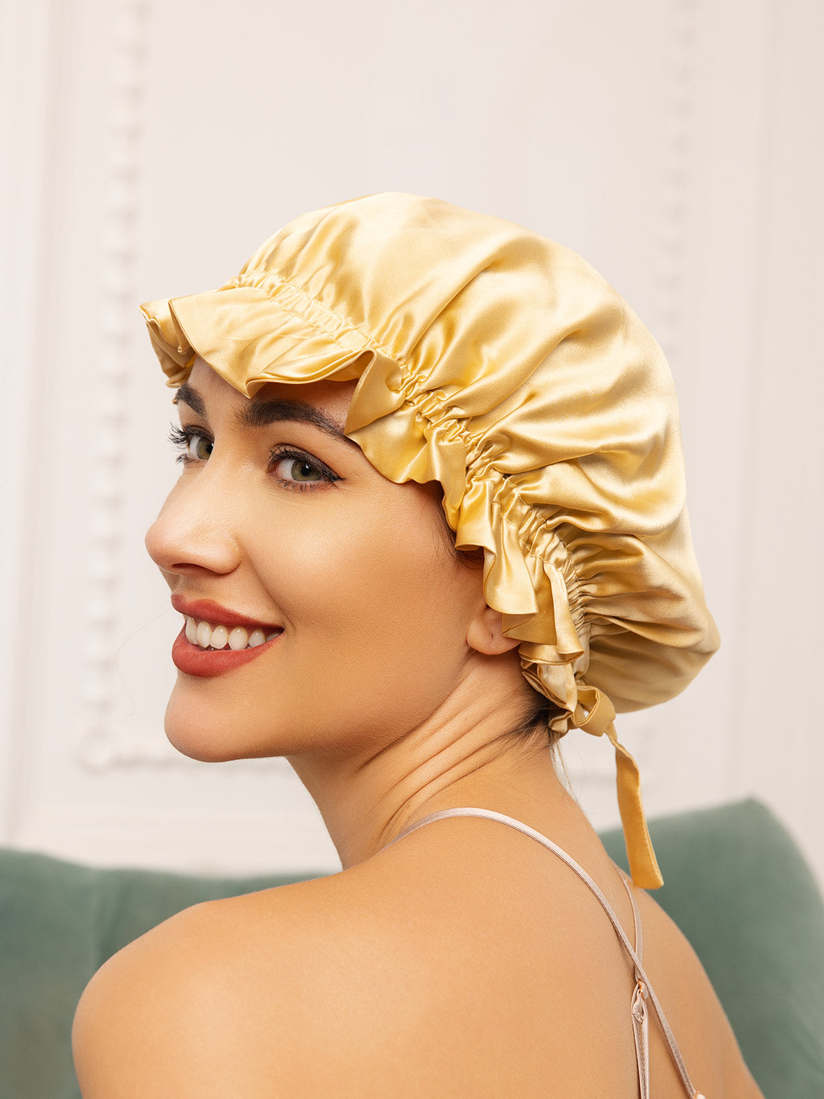[Champagne] SilkSilky Pure Silk Sleep Cap 003