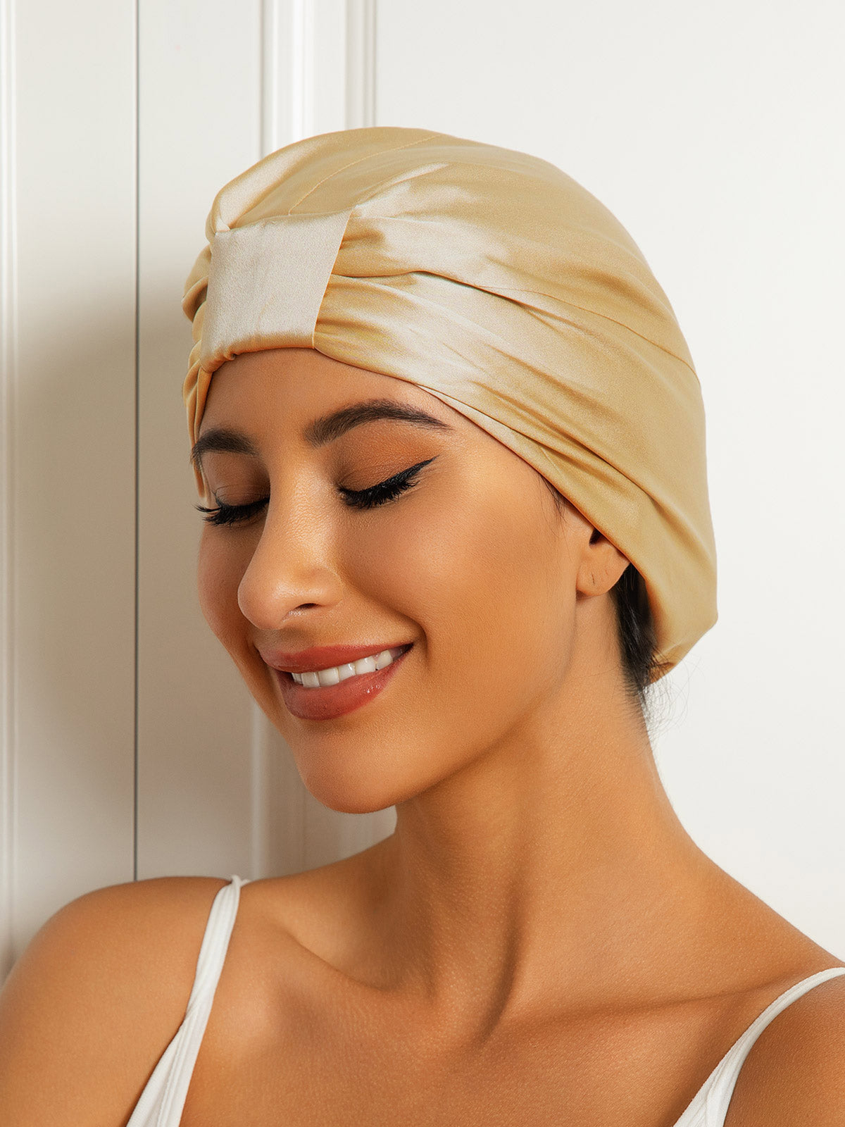 [Champagne] SilkSilky Pure Silk Sleep Cap 003