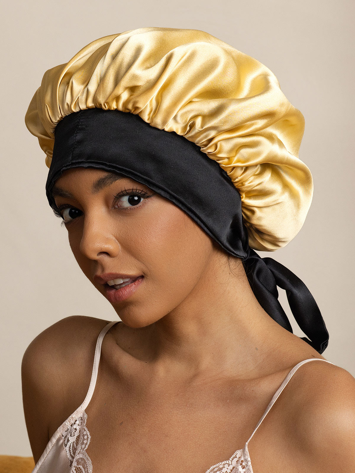 [Champagne] SilkSilky Pure Silk Sleep Cap 003