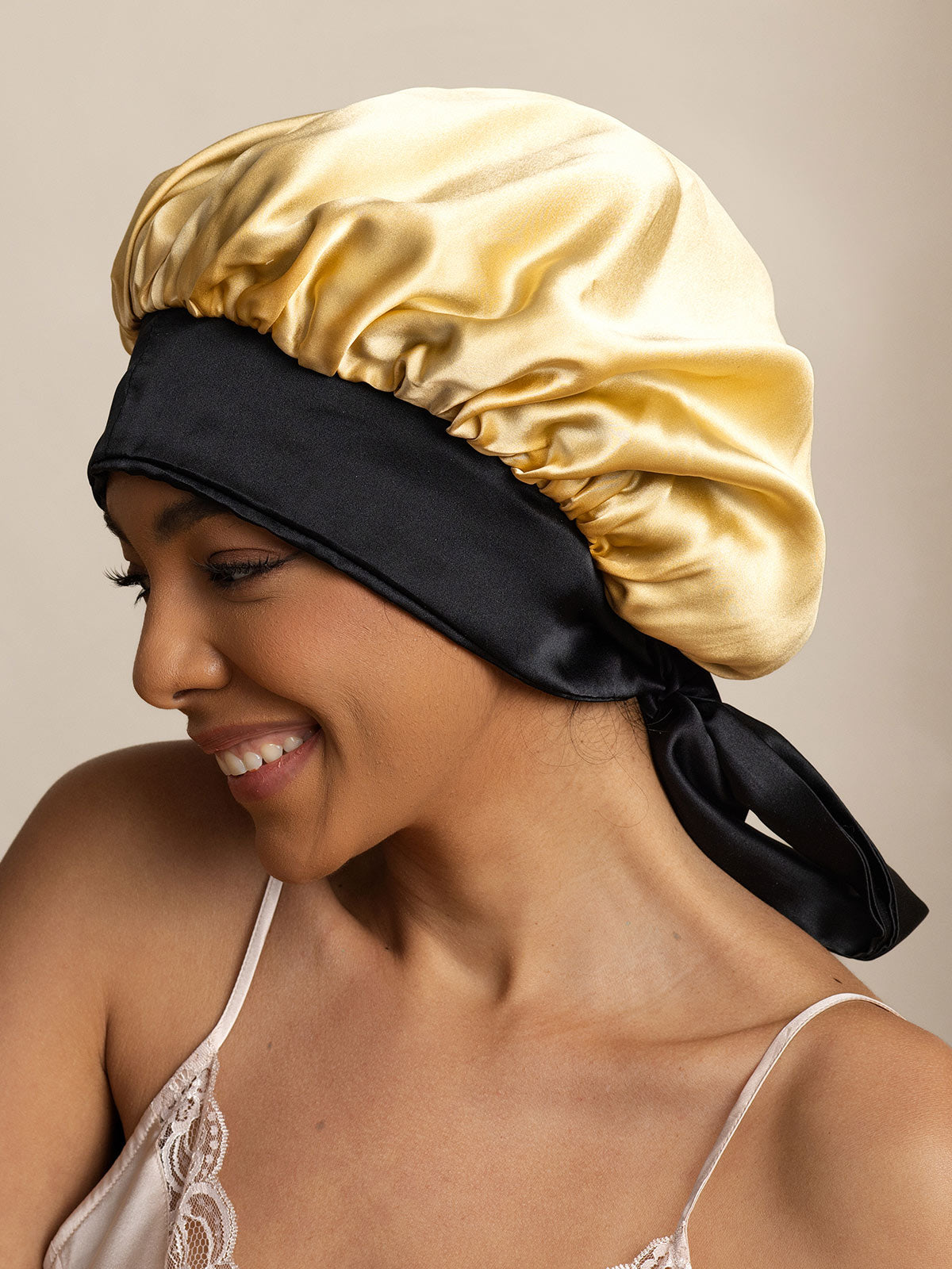 [Champagne] SilkSilky Pure Silk Sleep Cap 005