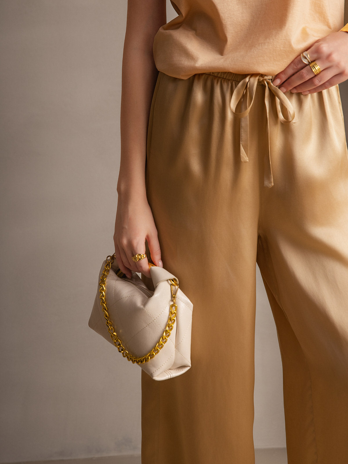 [Champagne] SilkSilky  Pure Silk Womens Pants 001