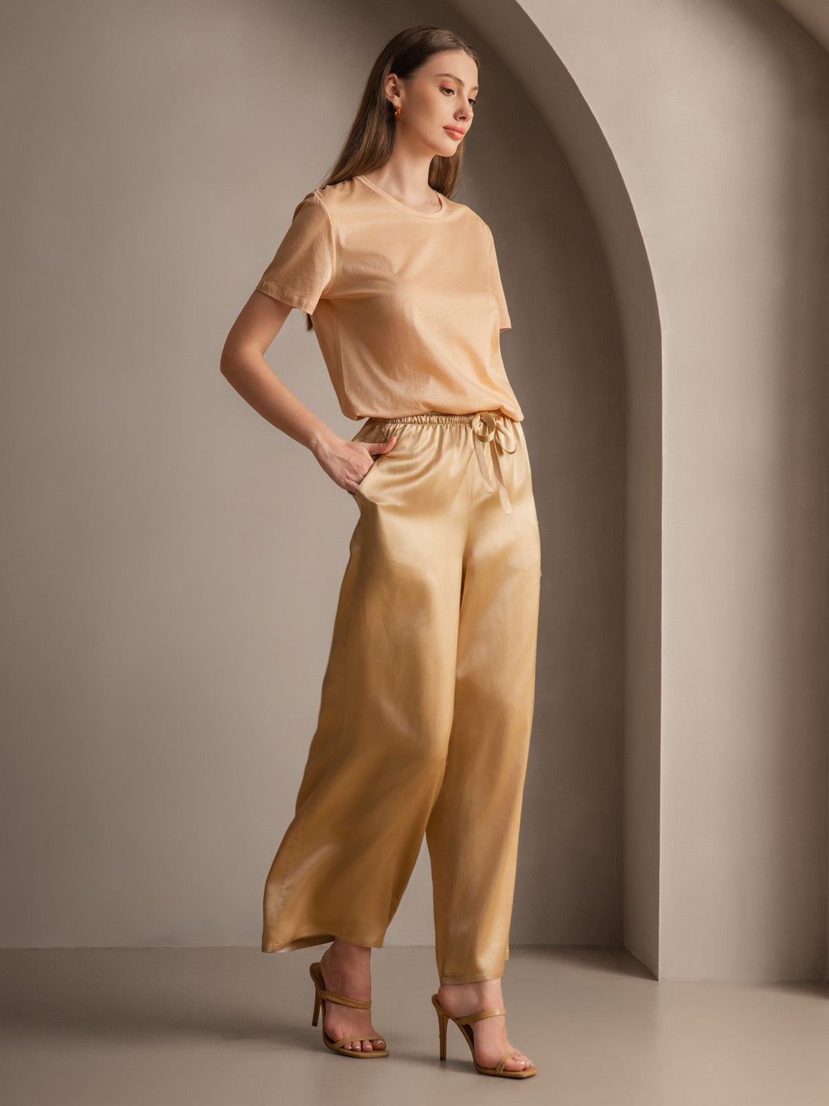 [Champagne] SilkSilky  Pure Silk Womens Pants 002