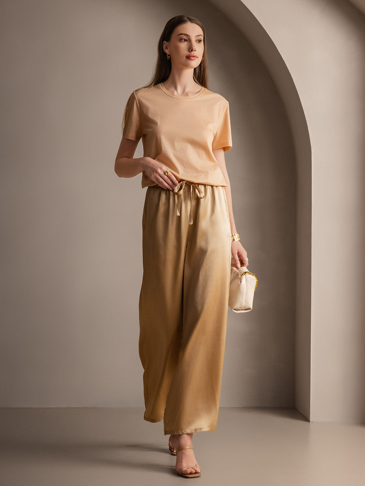 [Champagne] SilkSilky  Pure Silk Womens Pants 003