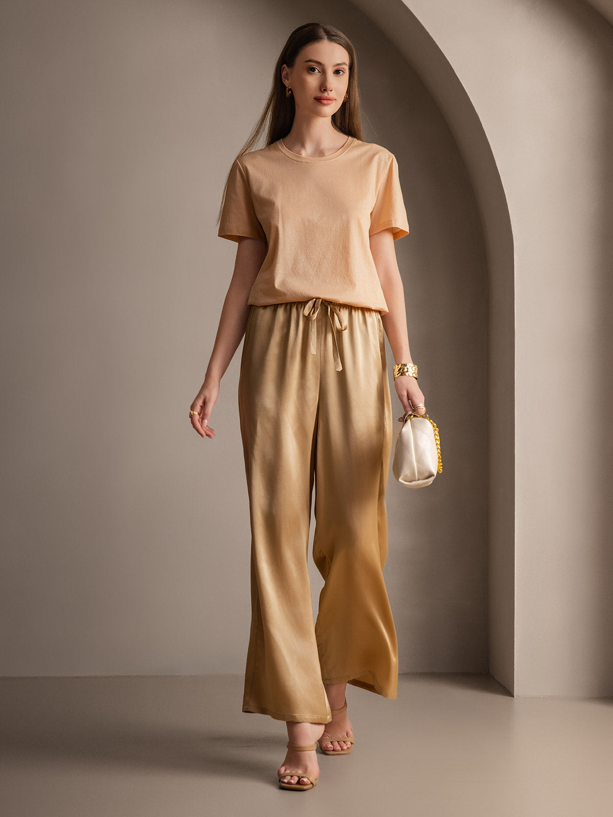 [Champagne] SilkSilky  Pure Silk Womens Pants 004