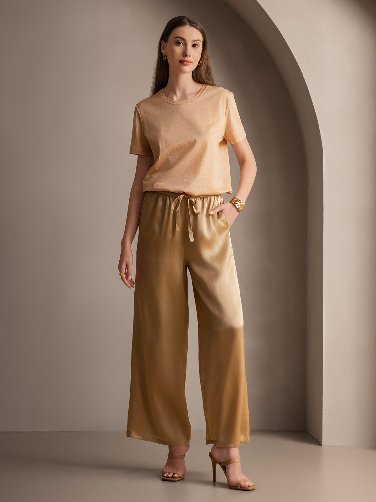 [Champagne] SilkSilky  Pure Silk Womens Pants 006