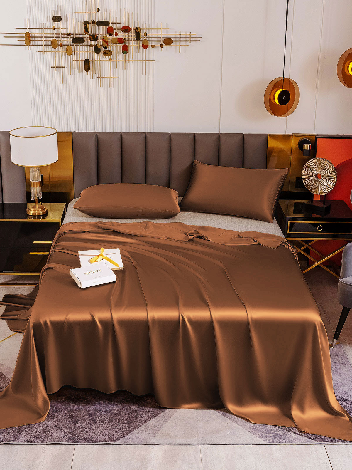 [Coffee] SilkSilky 19Momme Pure Silk Bedding Set 002