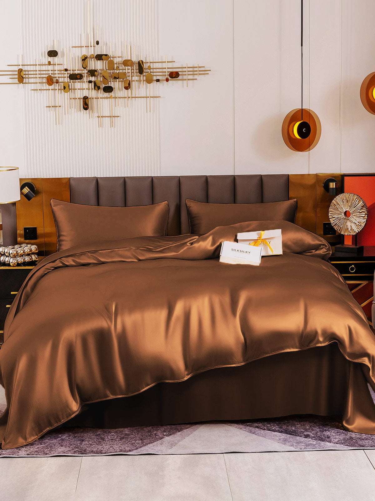 [Coffee] SilkSilky 19Momme Pure Silk Bedding Set 002