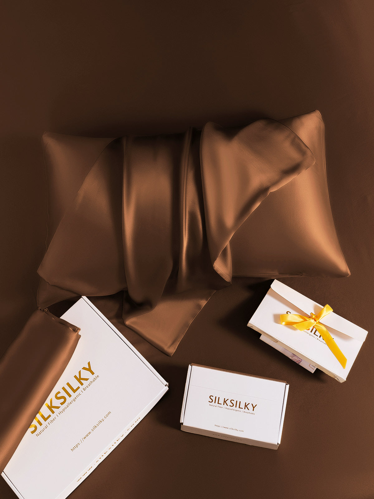 [Coffee] SilkSilky 19Momme Pure Silk Pillowcase 008