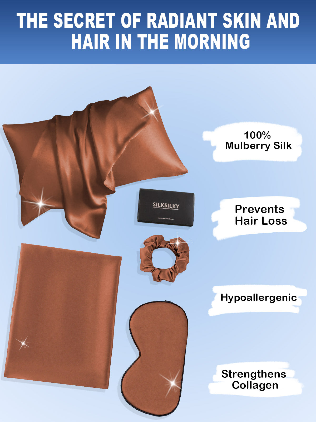 [Coffee] SilkSilky 19Momme Pure Silk Pillowcase Set 002