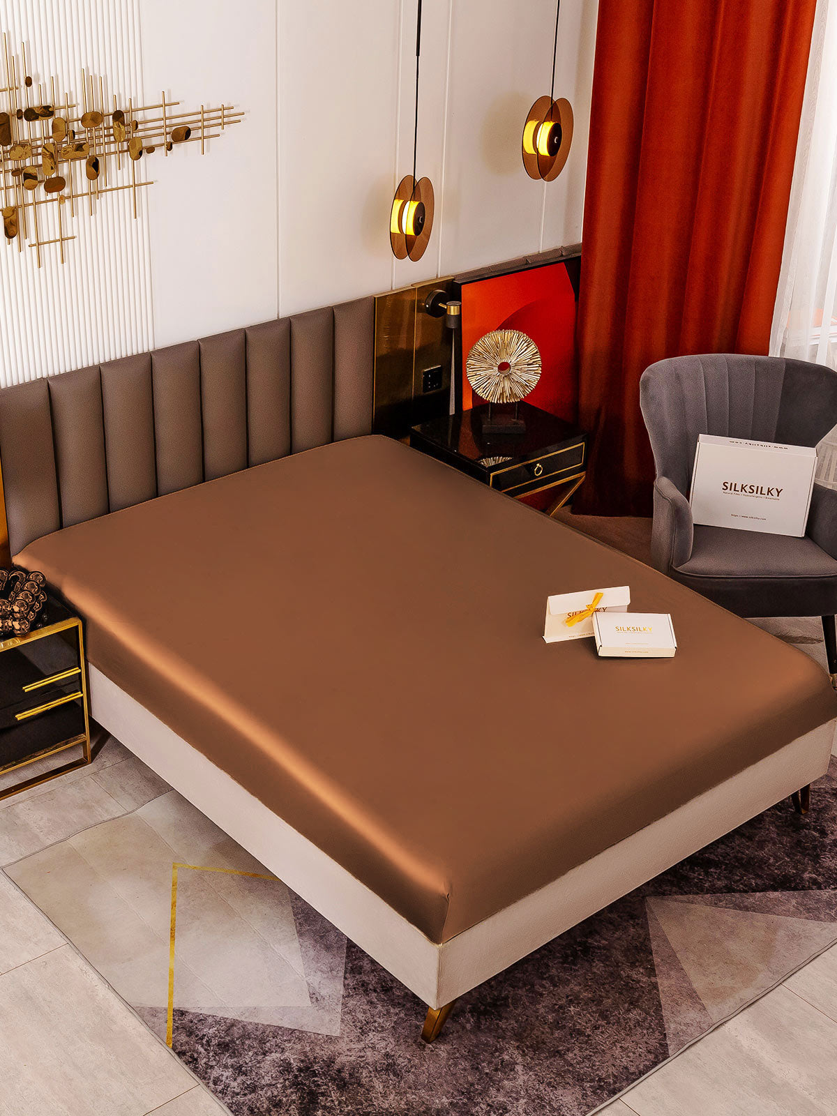 [Coffee] SilkSilky 19Momme Pure Silk Sheet 001