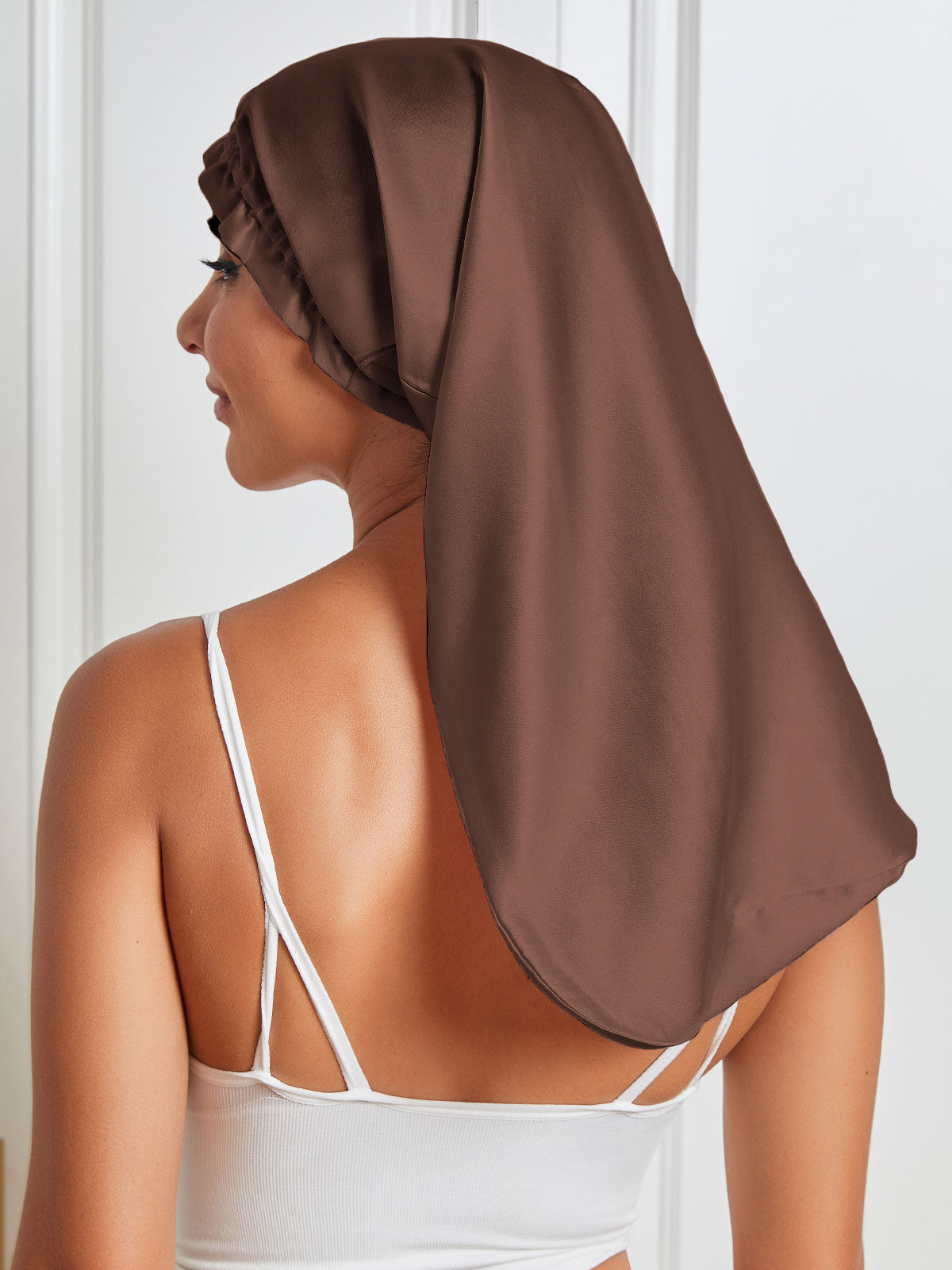 [Coffee] SilkSilky Pure Silk Sleep Cap 006